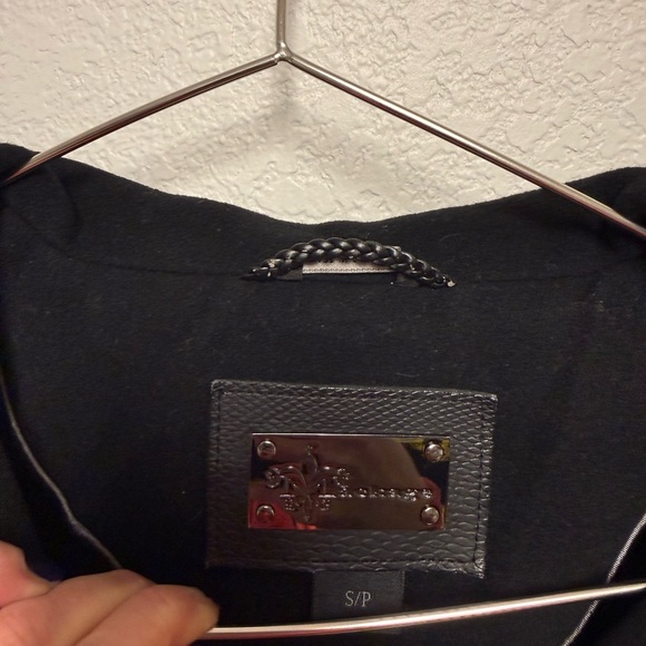 Mackage Black Wool Cashmere Blend Coat with Leather Trim — Size S / Small - Picture 7 of 14